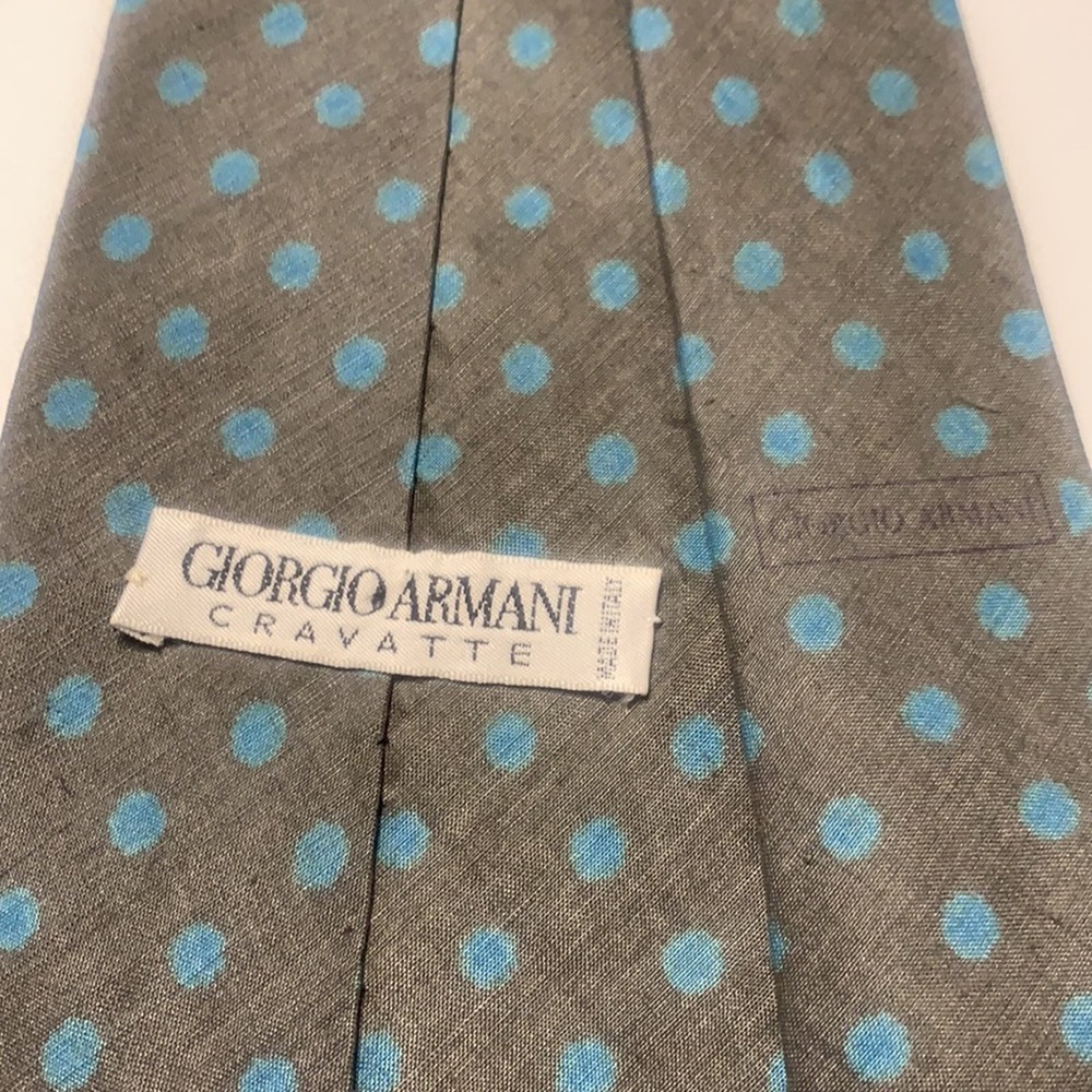 Vintage Giorgio Armani Polka Dot Necktie Gray Blue